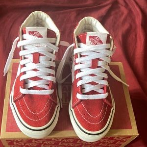 Vans high top red and white kid’s size 12